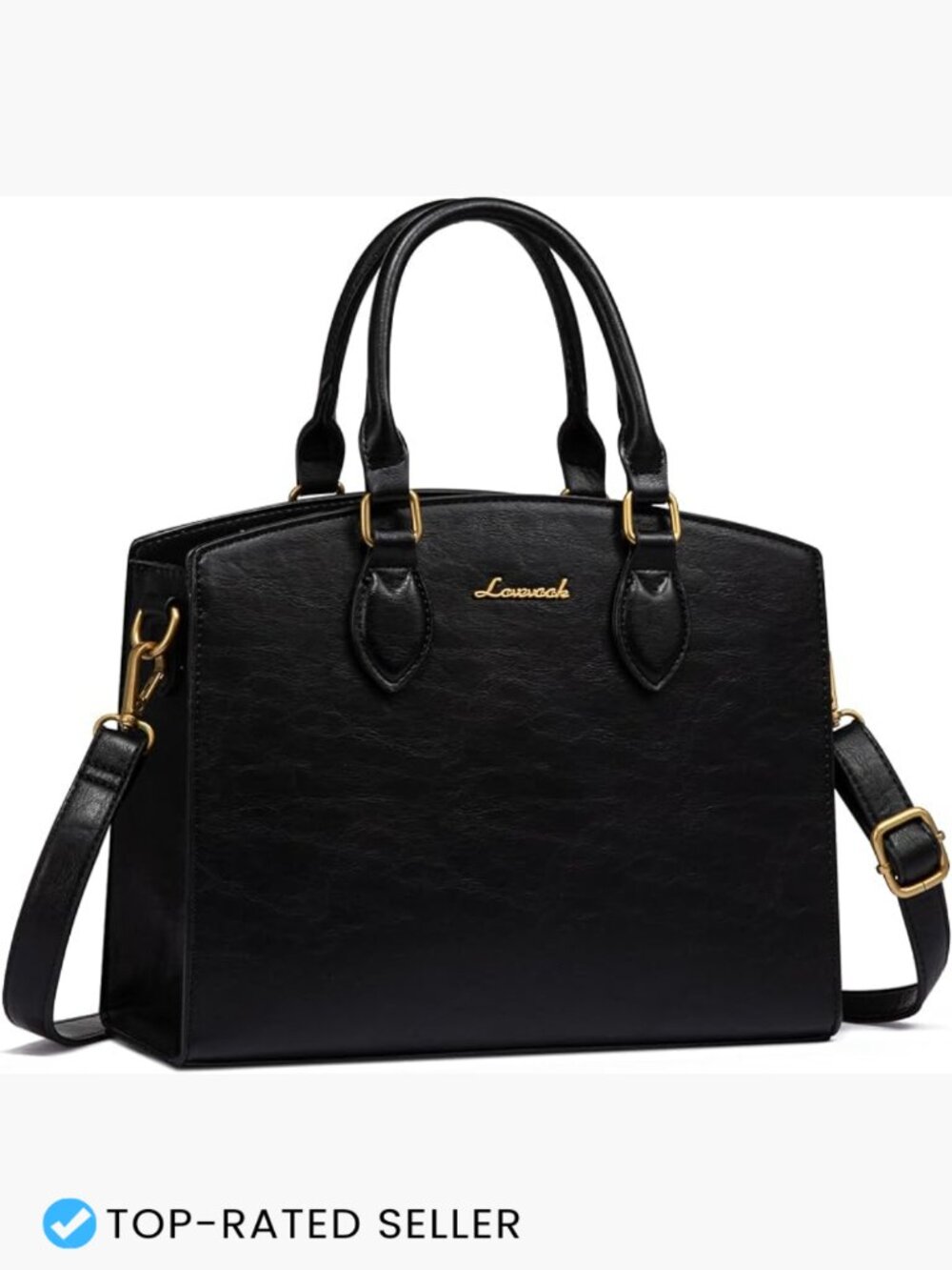 Vintage PU Leather Satchel Tote Bag Convertible Shoulder Handbag Ladies Purse